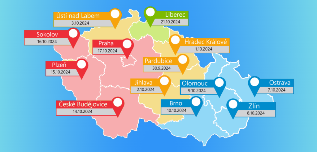 Mapa míst - Roadshow 2024